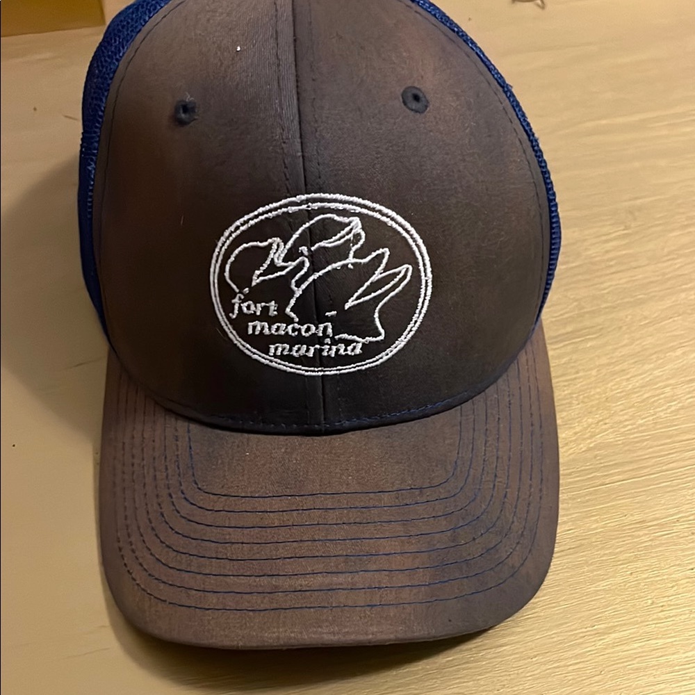 New Fort Macon Marina NC Blue and Brown Cap